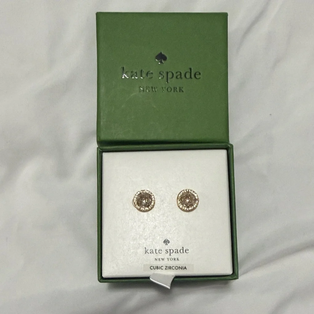 Kate Spade Gold and Crystal Round Earrings - Picture 2 of 2